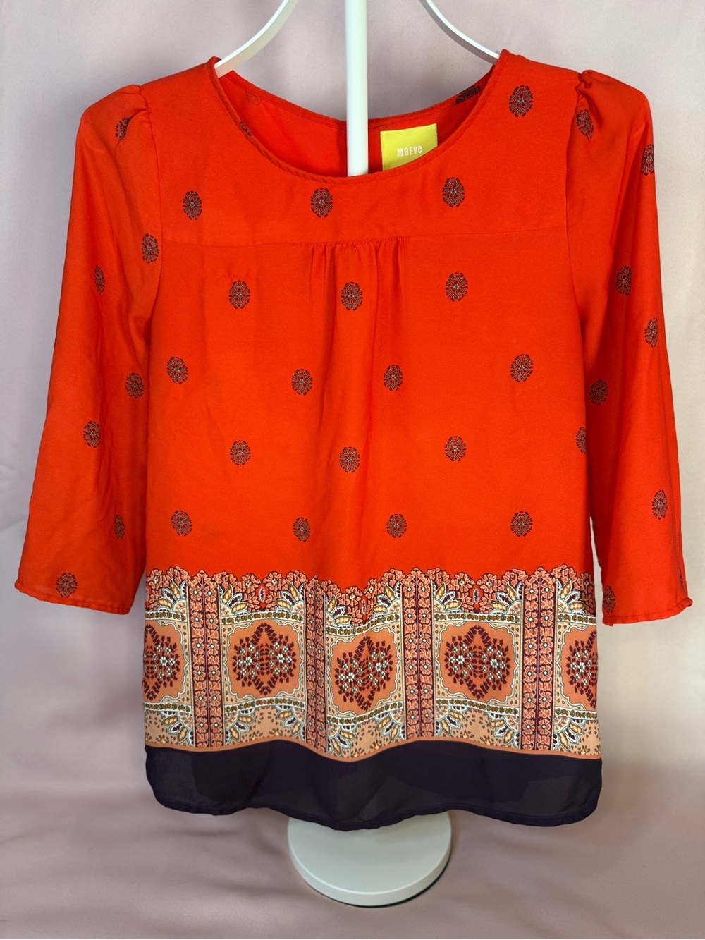 Maeve by Anthropologie - Lightweight Red Printed Peasant Blouse - Size 2